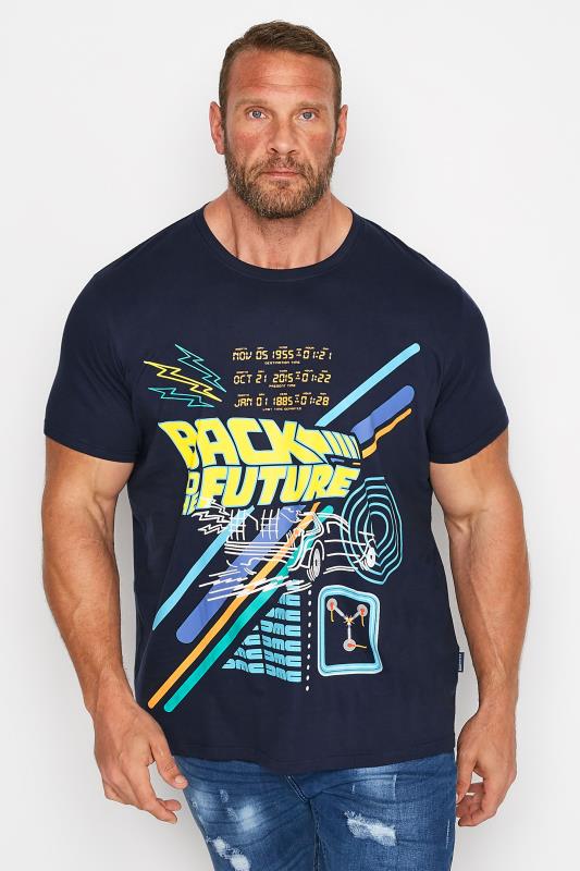 Großen Größen  BadRhino Big & Tall Navy Blue 'Back to the Future' Printed T-Shirt