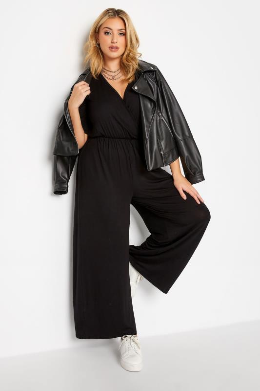LIMITED COLLECTION Plus Size Black Culotte Jumpsuit | Yours Clothing 1