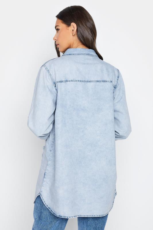 LTS Tall Bleach Blue Distressed Denim Shirt | Long Tall Sally 3