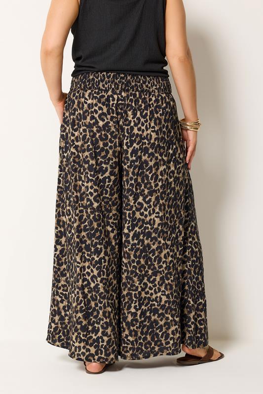 YOURS Plus Size Chocolate Brown Leopard Wide Leg Trousers | Yours Clothing 2