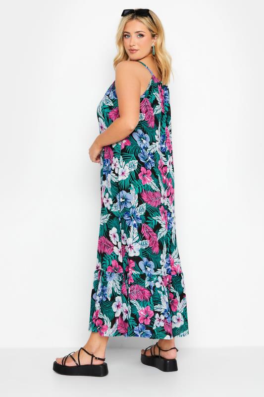 YOURS Curve Plus Size BlackTropical Print Maxi Beach Dress | Yours Clothing 3