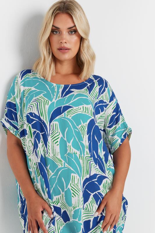 YOURS Plus Size Blue Tropical Print Tunic Dress | Yours Clothing 4
