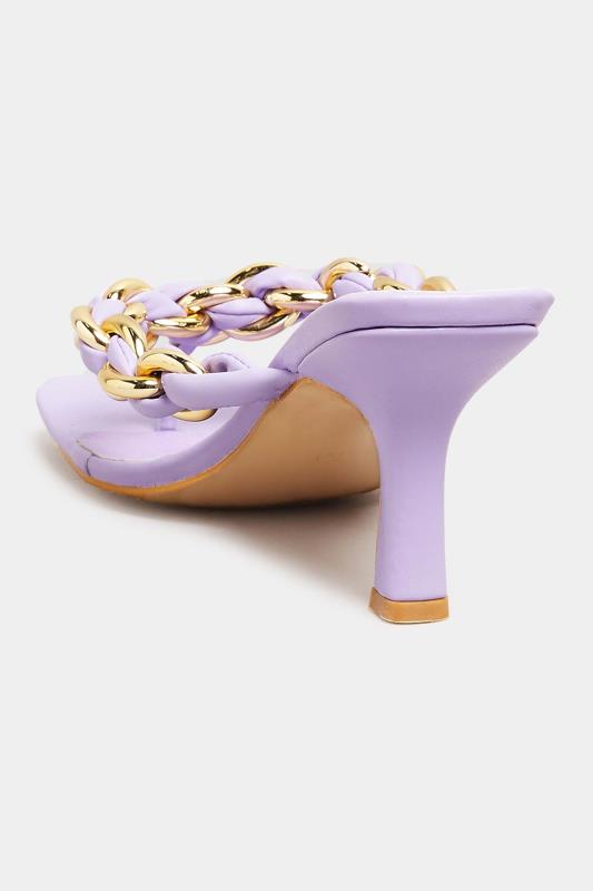 Plus Size Lilac Purple Square Toe Post Chain Mules In Standard D Fit | Yours Clothing 4