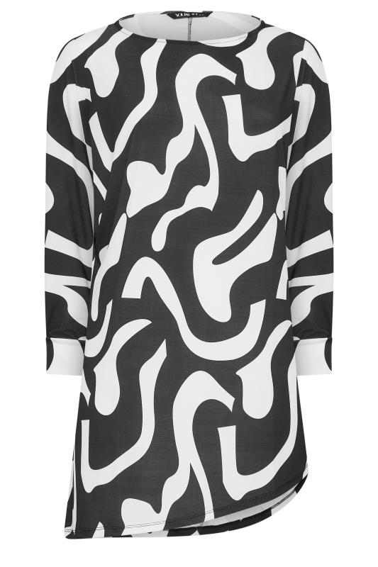 YOURS Plus Size Black & White Abstract Print Tunic Top | Yours Clothing 6