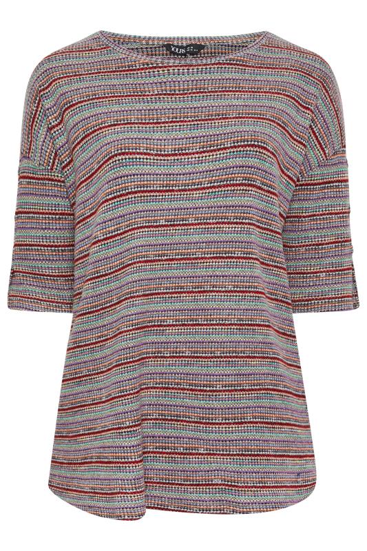 YOURS Plus Size Red Stripe Soft Touch Button Top | Yours Clothing 5
