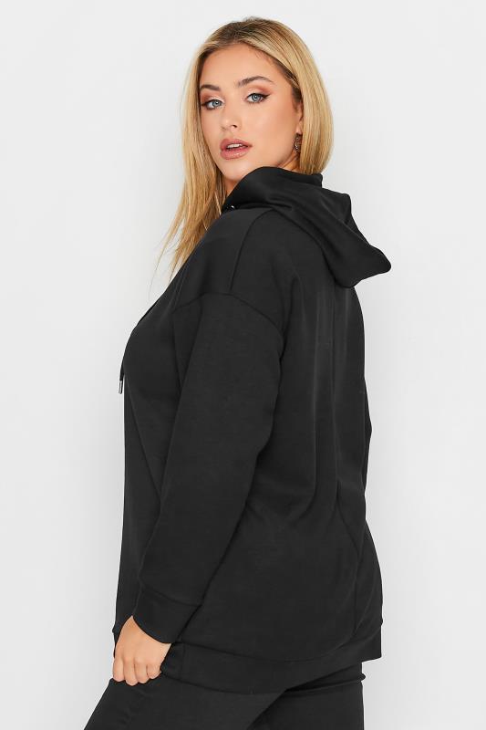Plus Size Black Side Zip Hoodie | Yours Clothing 3