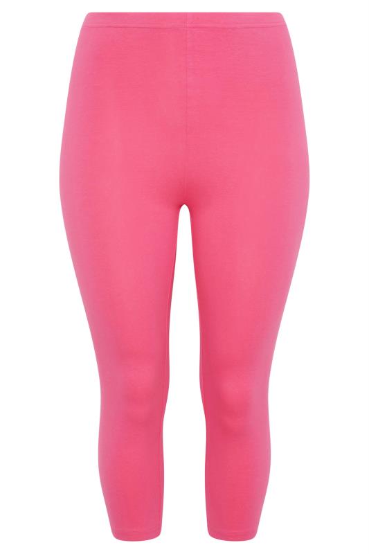 YOURS FOR GOOD Curve Bright Pink Cropped Leggings_F.jpg