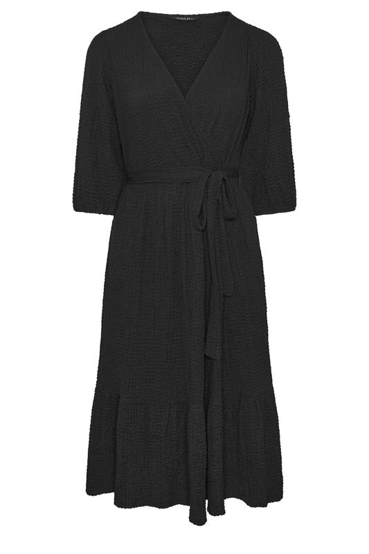 EVANS Plus Size Black Crinkle Wrap Midi Dress | Evans 5