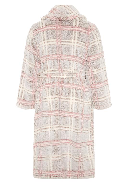 Curve Grey & Pink Check Soft Shawl Dressing Gown 7