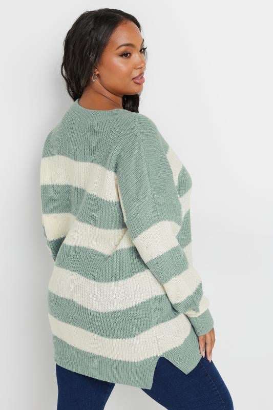 YOURS Plus Size Blue & White Stripe Knitted Jumper | Yours Clothing 4