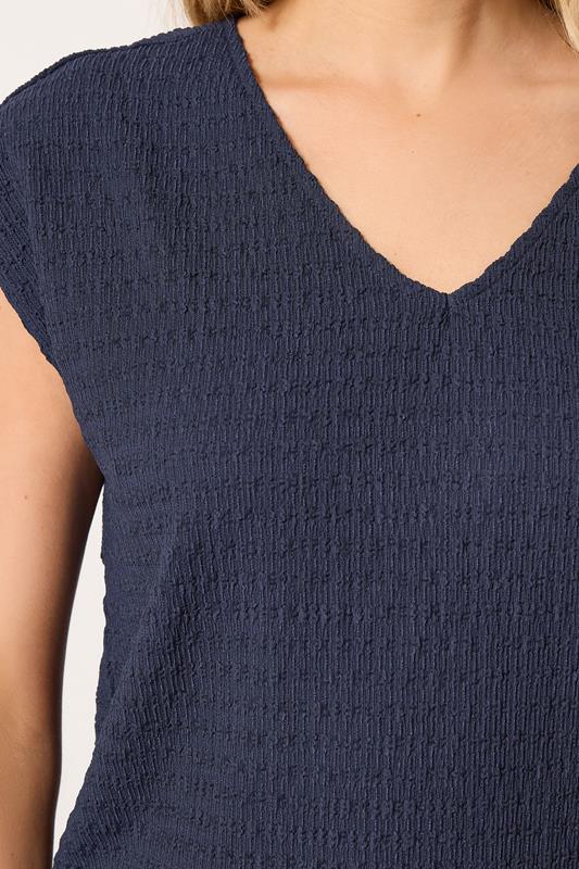 LTS Tall Women's Set Navy Blue Textured Top & Wide Leg Trousers | Long Tall Sally 4