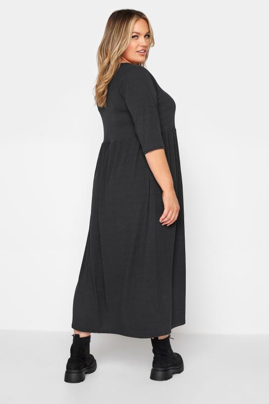 LIMITED COLLECTION Plus Size Black Ribbed Midaxi Dress | Yours Clothing 3