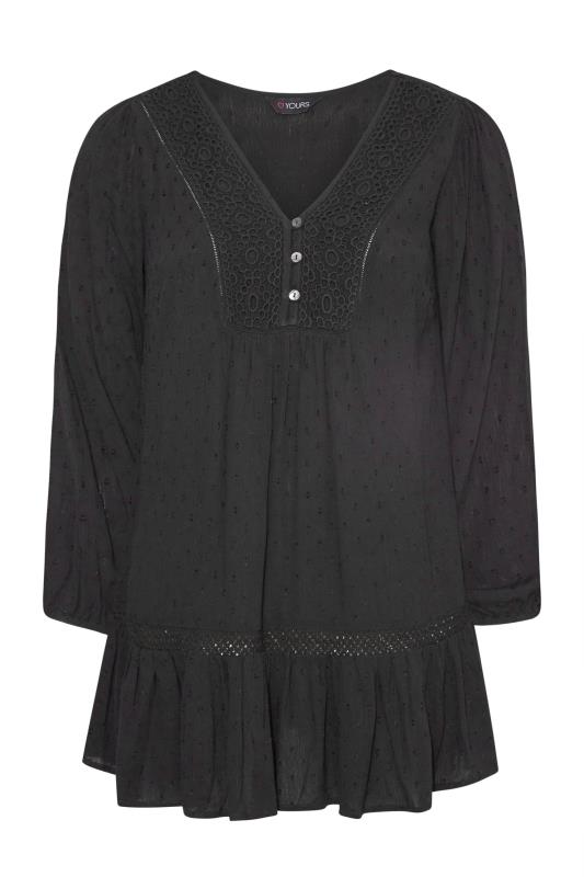 Plus Size Black Dobby Tunic Blouse | Yours Clothing 6