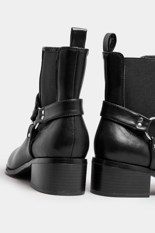 LTS Black Faux Leather Harness Biker Boots In Standard Fit | Long Tall Sally  4