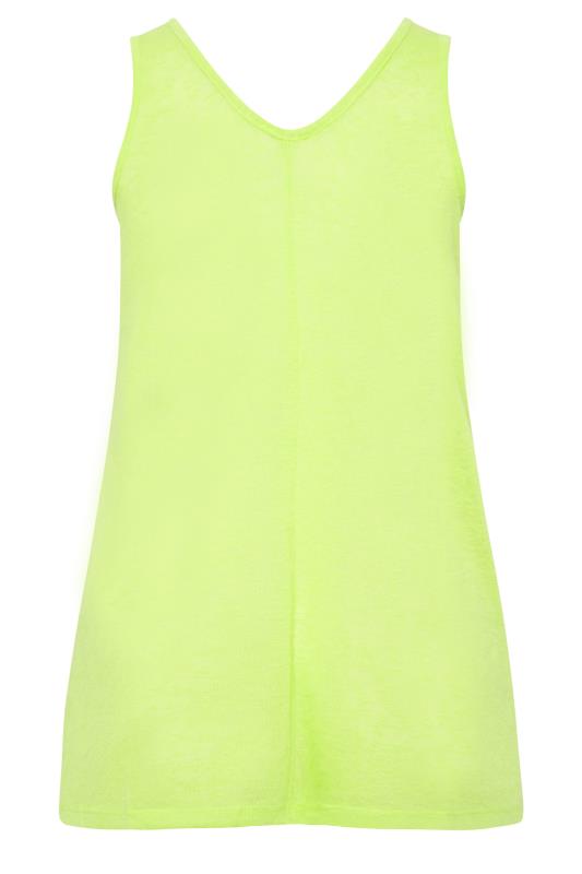 YOURS Curve Plus Size 2 PACK Lime Green Linen Look Vest Tops | Yours Clothing  11