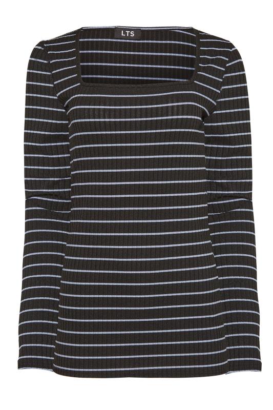LTS Tall Black & Blue Stripe Square Neck T-Shirt 6