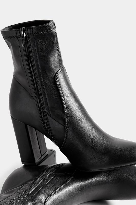 PixieGirl Petite Black Heeled Sock Boots In Standard D Fit | PixieGirl 6