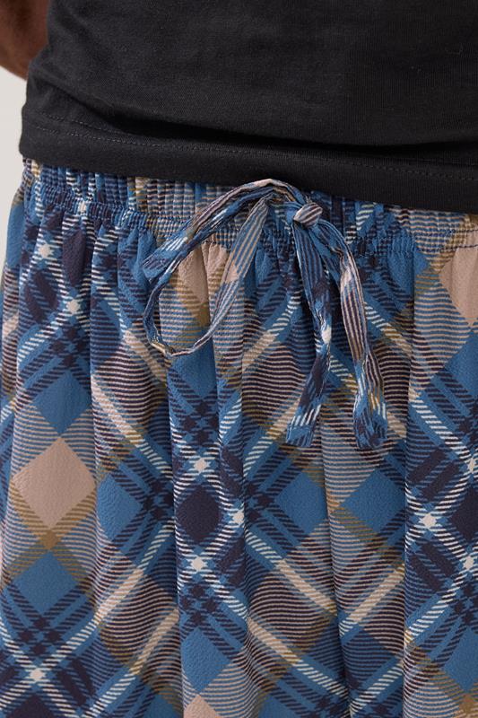 PixieGirl Petite Womens Navy Blue Check Wide Leg Trousers | PixieGirl 4