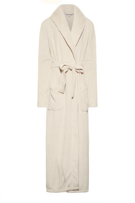 LTS Tall Cream Ribbed Maxi Dressing Gown | Long Tall Sally  6