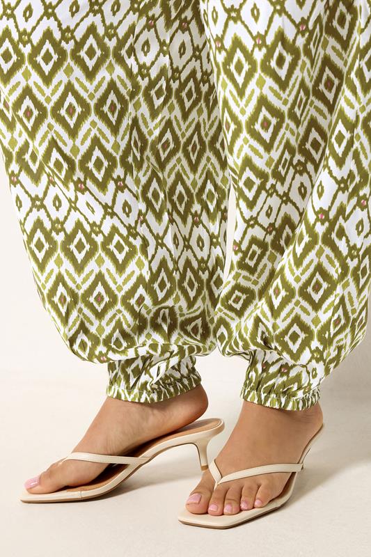 PixieGirl Petite Women's Green Abstract Harem Trousers | PixieGirl 4