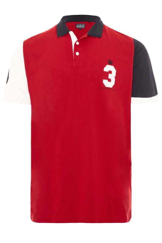 Großen Größen Polo Shirts BadRhino Big & Tall Red Colour Block Polo Shirt