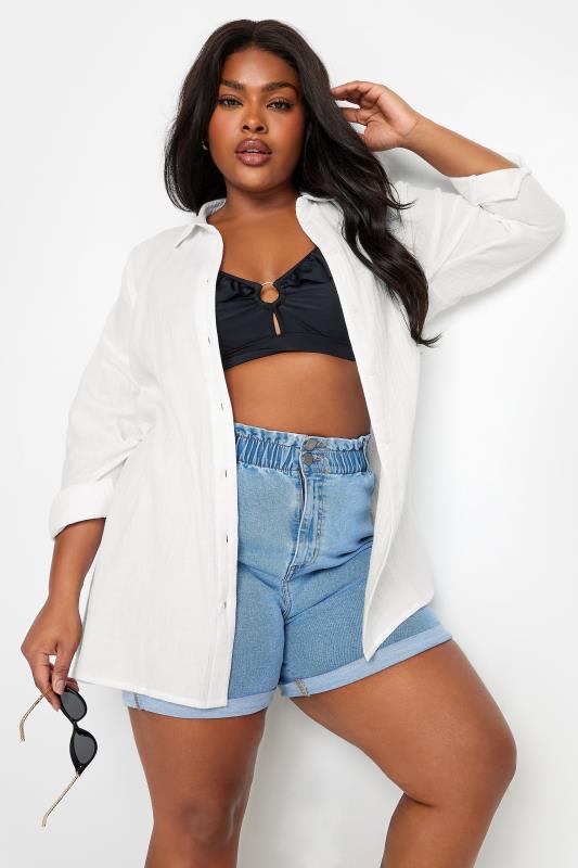 Plus Size  YOURS Curve White Pure Cotton Cheesecloth Shirt