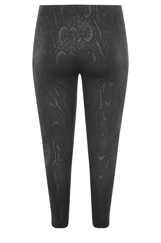 Plus Size Black Snake Print Leather Look Leggings | Yours Clothing 5