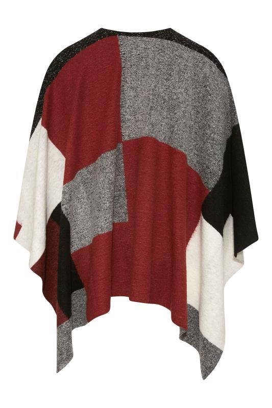 Grey & Red Colour Block Knitted Wrap Shawl_BK.jpg