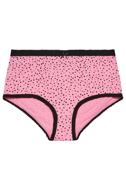 YOURS Plus Size Curve 5 PACK Hot Pink Heart Print Full Briefs | Yours Clothing  6