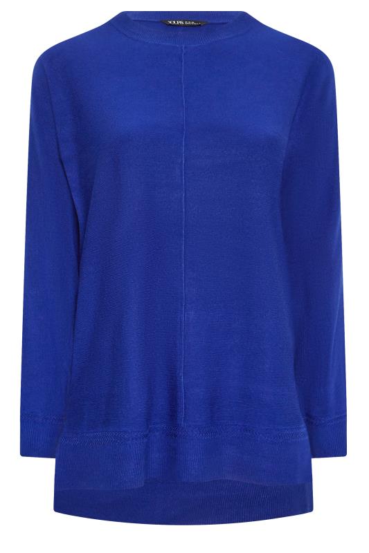 YOURS Plus Size Cobalt Blue Front Seam Detail Jumper | Yours Clothing 6