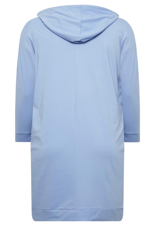 YOURS Plus Size Curve Baby Blue Pocket Hoodie Dress | Yours Clothing  7