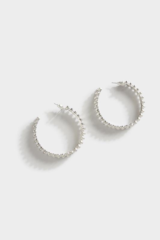 Plus Size Silver Tone Studded Hoop Earrings | Yours Clothing 2
