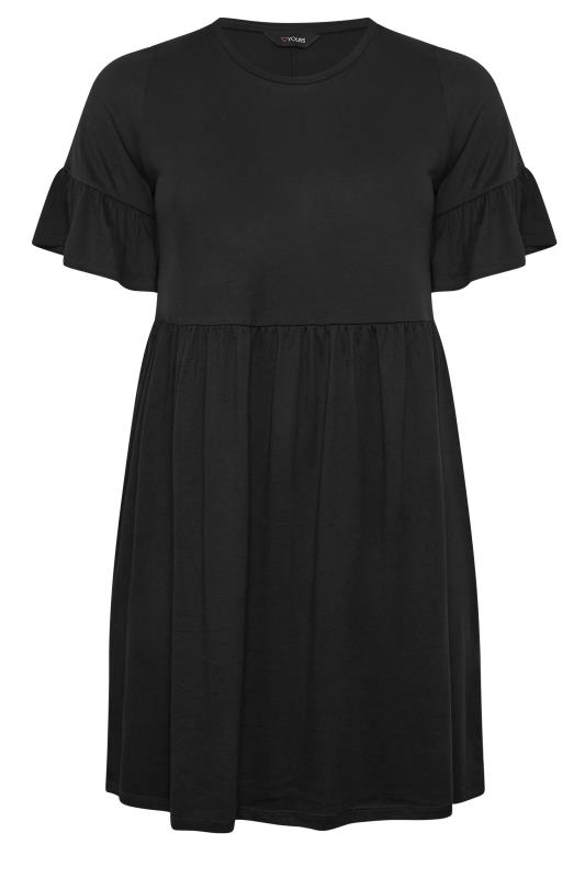 YOURS Plus Size Black Frill Sleeve Smock Dress | Yours Clothing 6