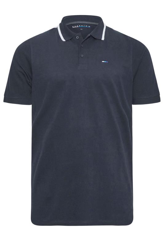 BadRhino Big & Tall Navy Blue Tipped Polo Shirt 2
