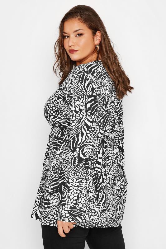 LIMITED COLLECTION Curve Black Mixed Animal Print Wrap Top 3