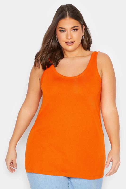 Plus Size Orange Vest Top | Yours Clothing 1