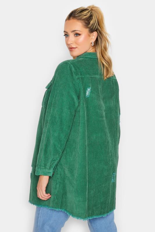 LIMITED COLLECTION Plus Size Green Ripped Cord Shacket | Yours Clothing 3