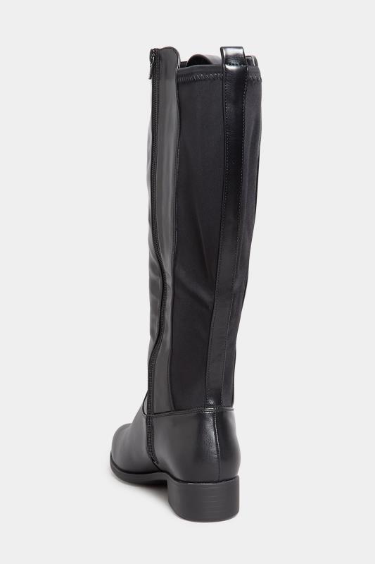 Black Stretch Knee High Boots In Wide E Fit & Extra Wide EEE Fit 4