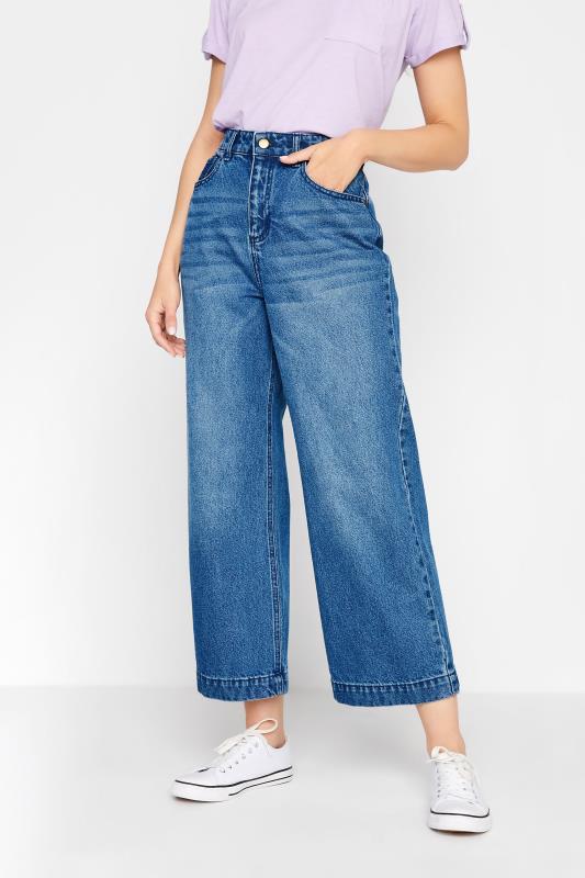 Tall  LTS Tall Mid Blue Denim Cropped Wide Leg Jeans