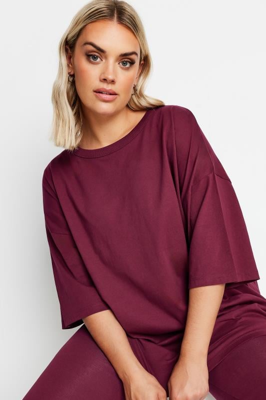 YOURS Plus Size Wine Red Boxy Oversized T-Shirt | Yours Clothing  4