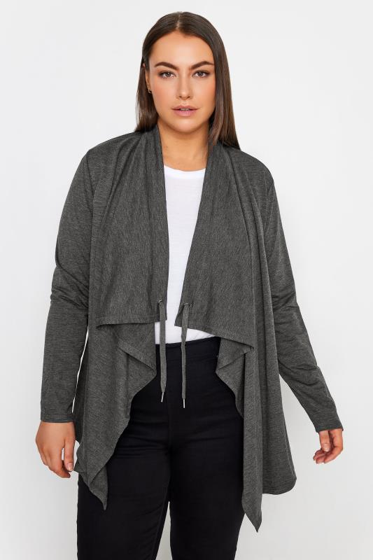 Plus Size  Ave Leisure Grey Active Waterfall Jacket