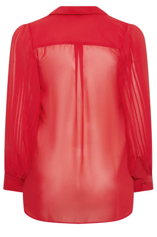YOURS LONDON Plus Size Red Pleat Sleeve Shirt | Yours Clothing 7