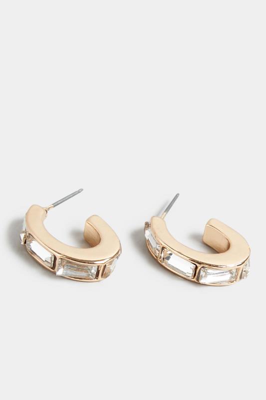 Diamante Small Gold Hoop Earrings | Yours Clothing 3