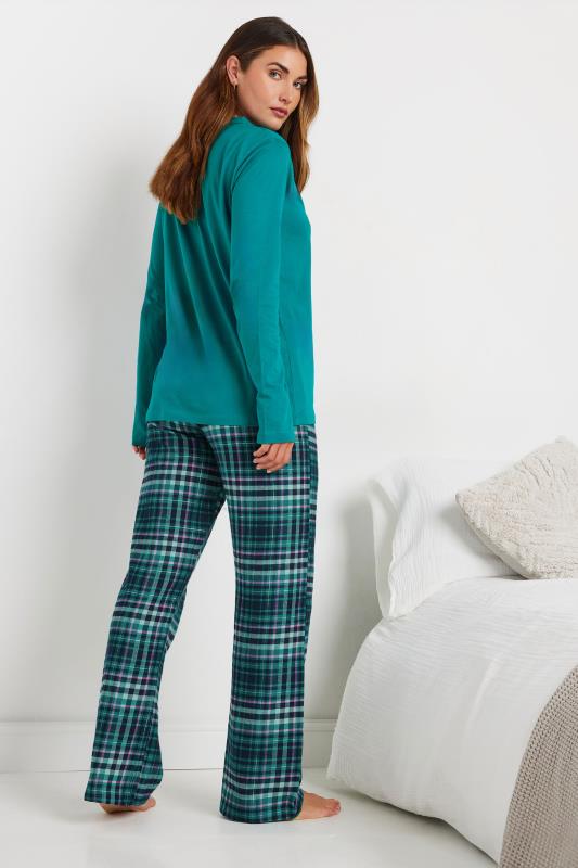 LTS Tall Turquoise Blue Woven Check Pyjama Bottoms | Long Tall Sally 4