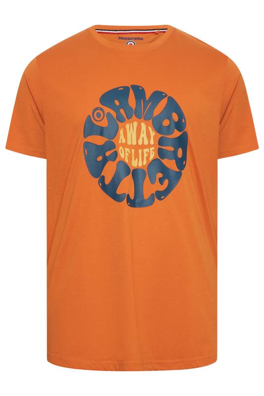 LAMBRETTA Big & Tall Plus Size Orange 'A Way Of Life' Slogan T-Shirt | BadRhino  3