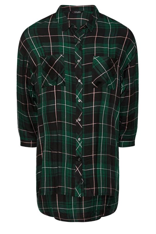 Plus Size Green Check Button Through Shirt | Yours Clothing  6