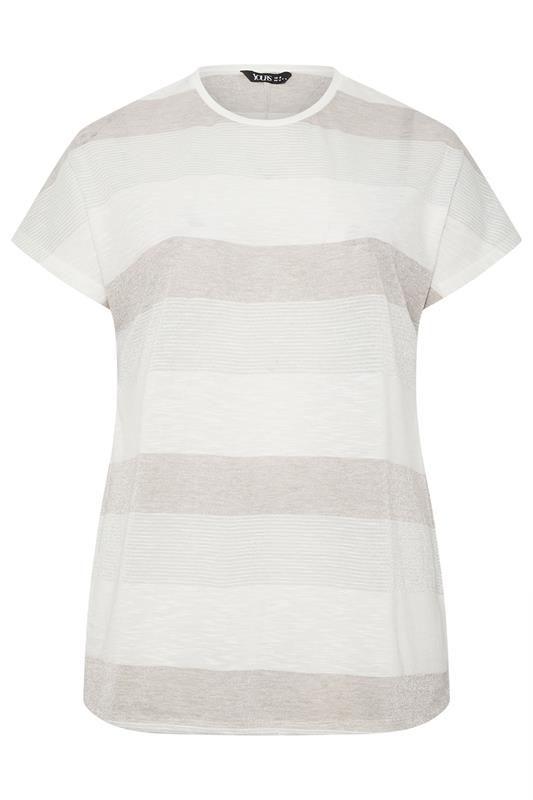 YOURS Plus Size Natural Brown Shimmer Stripe Top | Yours Clothing 5