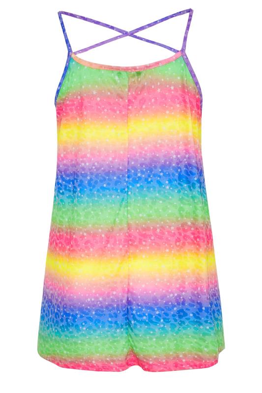 Curve Blue & Pink Rainbow Leopard Print Strappy Vest Top_Y.jpg