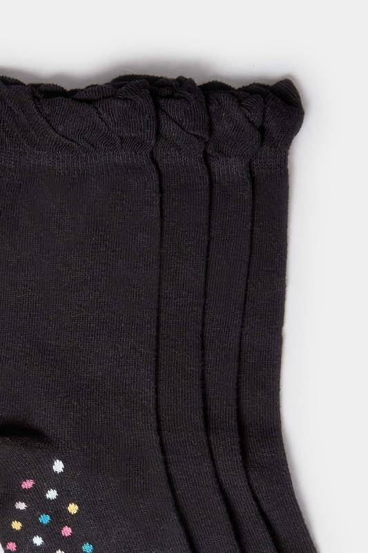 4 PACK Black Patterned Footbed Ankle Socks | Yours Clothing 4