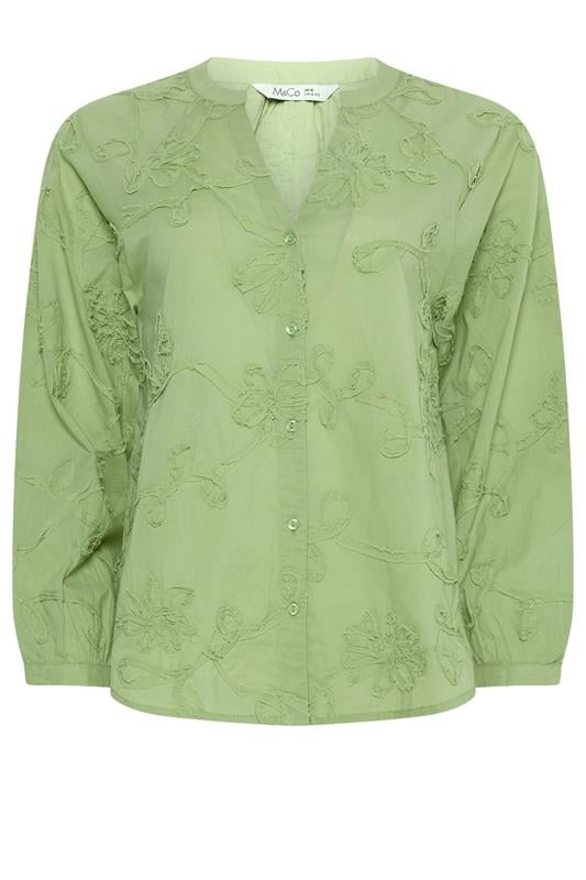 M&Co Green Floral Embroidered Cotton Shirt | M&Co 6